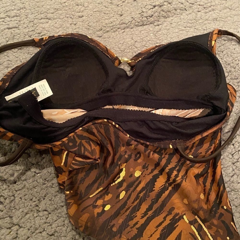 Beach Native Brown/Black Printed Tankini Sz 8 - Picture 8 of 13